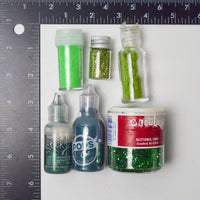 Green Glitter, Glitter Glue + Sand - 6 Jars