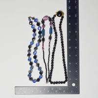 Black, Blue + Purple Beaded Necklaces - Bundle of 3