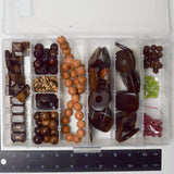 Assorted Wooden Beads in Clear Plastic Organizer