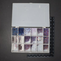 Blue + Purple Needlework Seed Beads in Clear Compartment Case