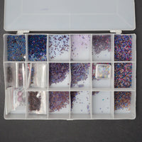 Blue + Purple Needlework Seed Beads in Clear Compartment Case