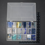 Blue Needlework Beads in Clear Compartment Case