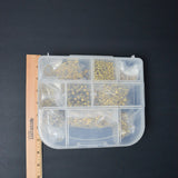 Assorted Gold + Brass Metal Findings in Clear Compartment Case