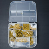 Assorted Gold + Brass Metal Findings in Clear Compartment Case