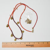 Orange Beaded Necklace with Bells + Charms