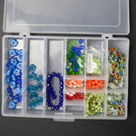 Colorful Glass + Stone Beads in Clear Compartment Case