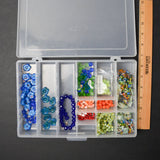 Colorful Glass + Stone Beads in Clear Compartment Case