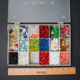 Assorted Plastic Beads in Clear Compartment Container