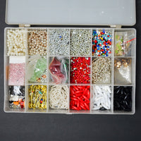 Assorted Plastic Beads in Compartment Container