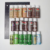 Brown, Green + Blue Craft Paint Bundle - 20 Bottles