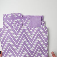 White Puffy Chevron Print on Purple Felt - 36" x 80"