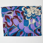 Blue + Purple Abstract Floral Synthetic Knit Fabric - 44" x 45"