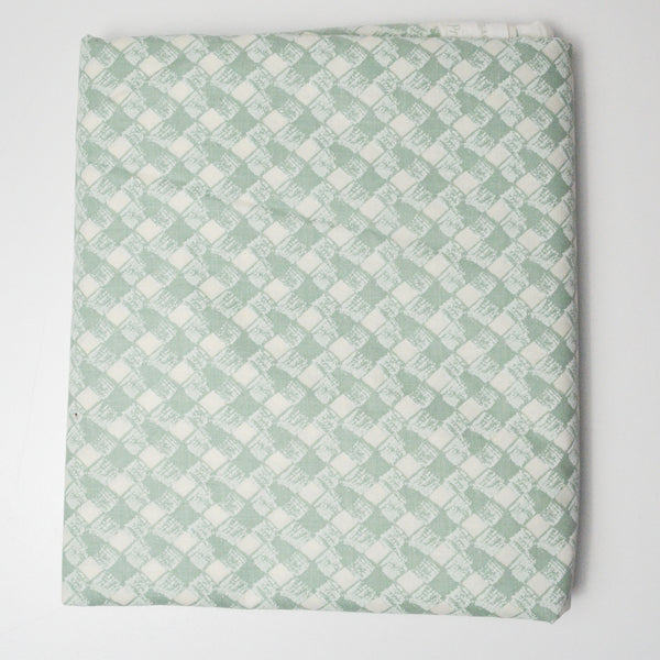 Green + White Basket Stencil Waverly Woven Drapery Fabric - 44" x 144"