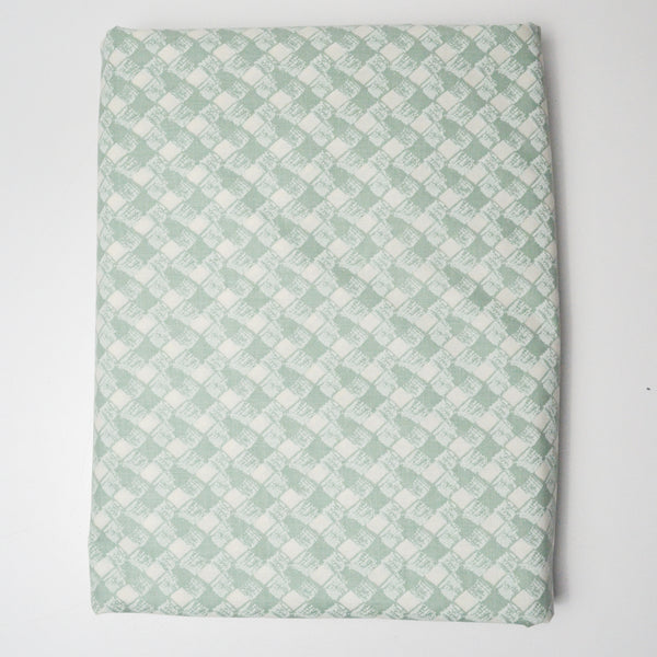 Green + White Basket Stencil Waverly Woven Drapery Fabric - 44" x 180"