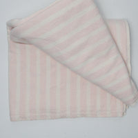 Pink + White Striped Textured Pattern Midweight Woven Fabric - 50" x 62"