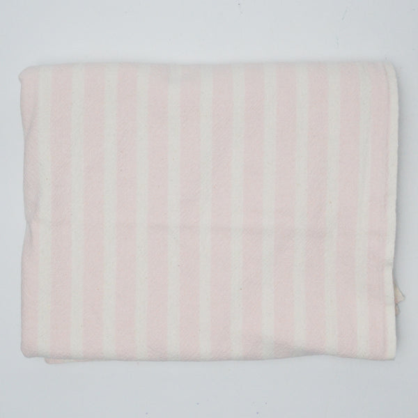 Pink + White Striped Textured Pattern Midweight Woven Fabric - 50" x 62"