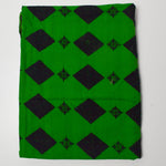 Green + Black Diamond Patterned Woven Fabric - 40" x 64"