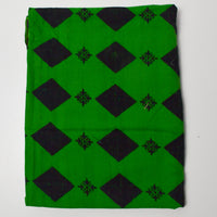 Green + Black Diamond Patterned Woven Fabric - 40" x 64"