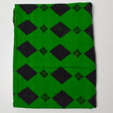 Green + Black Diamond Patterned Woven Fabric - 40" x 64"