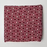 Dark Red + White Patterned Soft Knit Fabric - 62" x 72"