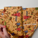 Brown Village Garden Print Quilting Weight Fabric - 44" x 72"