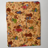 Brown Village Garden Print Quilting Weight Fabric - 44" x 72"