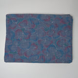 Blue + Pink Floral Print Chambray Woven Fabric - 60" x 78"