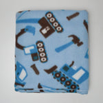 Blue Tractor Fleece Fabric - 34" x 64"