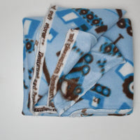 Blue Tractor Fleece Fabric - 34" x 64"