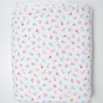 Pink + Blue Floral Print Brushed Flannel Fabric - 45" x 240"