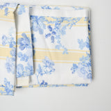 Yellow, White + Blue Floral Print Ribbed Woven Fabric - 58" x 82"