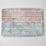 Blue + Red Floral Striped Drapery Fabric - 56" x 76"