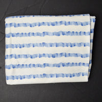 Blue + White Striped Scotchgard-Coated Woven Fabric - 52" x 76"