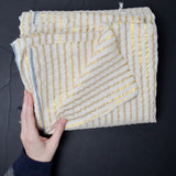 Gold + White Striped Crinkly Woven Fabric - 62" x 88"