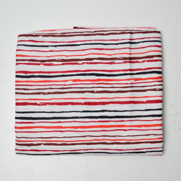 Red + Black Striped Quilting Weight Fabric - 37" x 44"