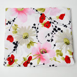 Pink, Red + Black Floral Flowy Polyester Fabric - 35" x 60"