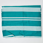 Teal + White Striped Woven Fabric - 44" x 50"