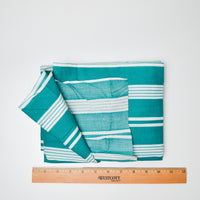 Teal + White Striped Woven Fabric - 44" x 50"