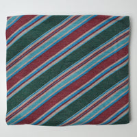 Muted Blue, Green + Red Diagonal Striped Brushed Knit Fabric - 48" x 92"