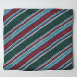 Muted Blue, Green + Red Diagonal Striped Brushed Knit Fabric - 48" x 92"