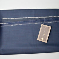 Dark Blue Subtle Pinstripes Loro Piana Tesoro Super 90's Wool Suiting Fabric - 60" x 80"