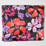 Purple + Red Floral Flowy Satin Fabric - 60" x 90"