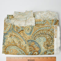 Blue + Gold Paisley Soft Upholstery Fabric - 36" x 92"