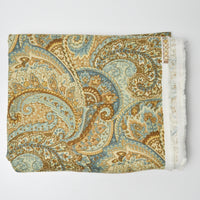 Blue + Gold Paisley Soft Upholstery Fabric - 36" x 92"