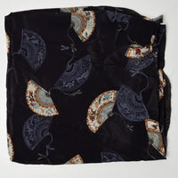 Black + Fan Print Flowy Woven Fabric - 42" x 45"