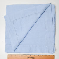 Light Blue Linen Tablecloth with Drawn Thread Hem - 50" x 52"