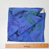 Blue + Crinkly Leaf Print Woven Fabric - 39" x 58"