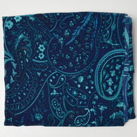 Navy + Teal Paisley Flowy Woen Fabric - 43" x 13"