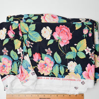 Black, Pink + Yellow Floral Print Flowy Woven Fabric - 64" x 188"