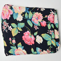 Black, Pink + Yellow Floral Print Flowy Woven Fabric - 64" x 188"